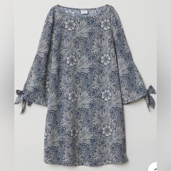 William Morris & Co X H&M Women's Blue Ivory Floral Print Tunic Dress size 8 EUC - Picture 7 of 8